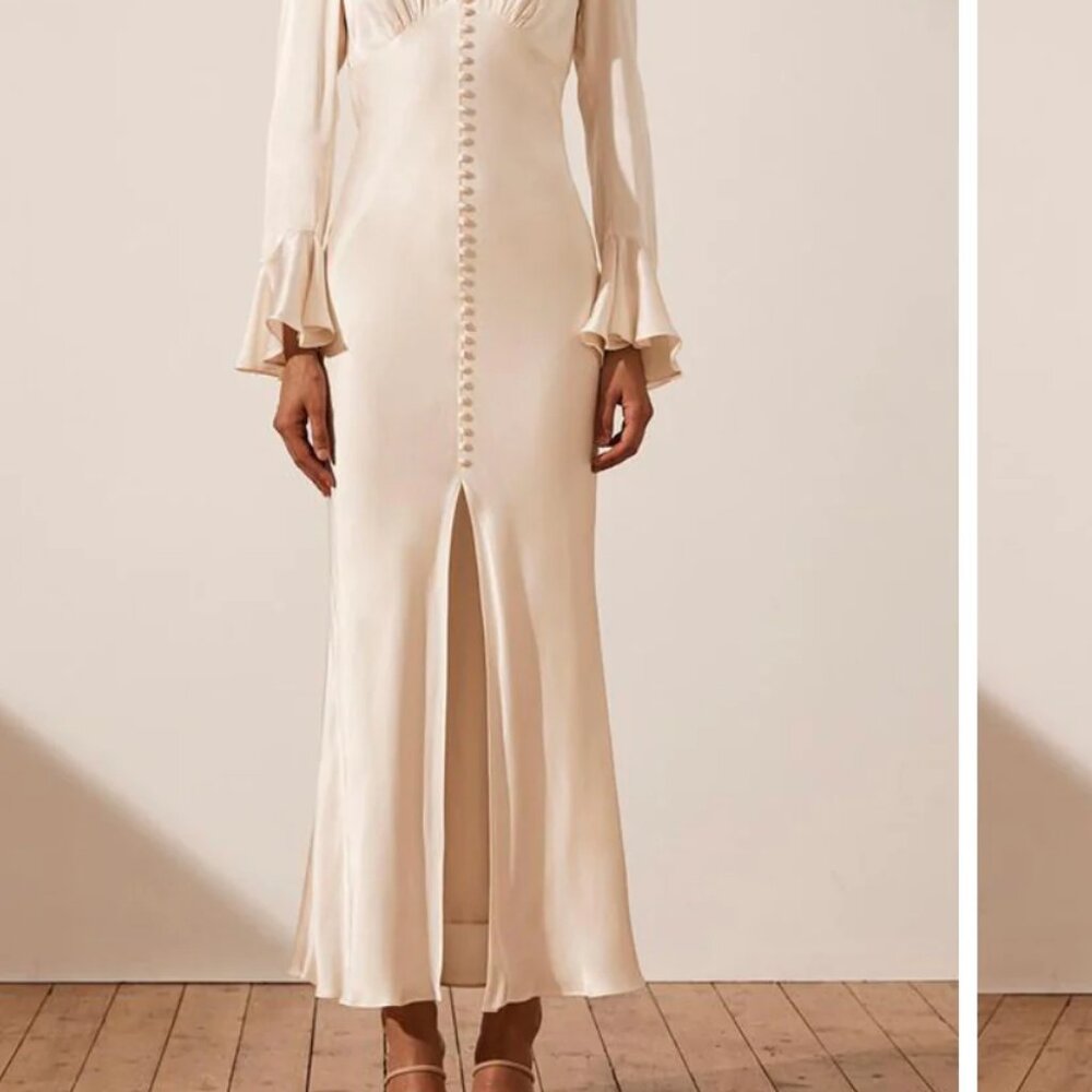 NEW Shona Joy La Lune Frill Cuff Bias Midi Dress